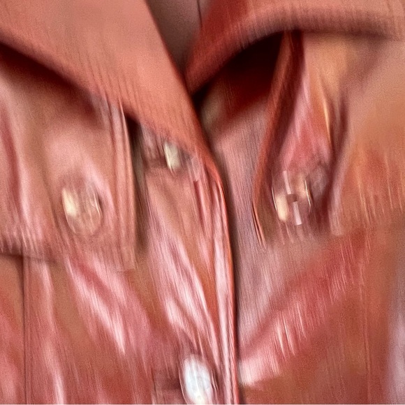 Long Women's Oxblood Leather Trench Coat 70’s Belted Small - Picture 4 of 8